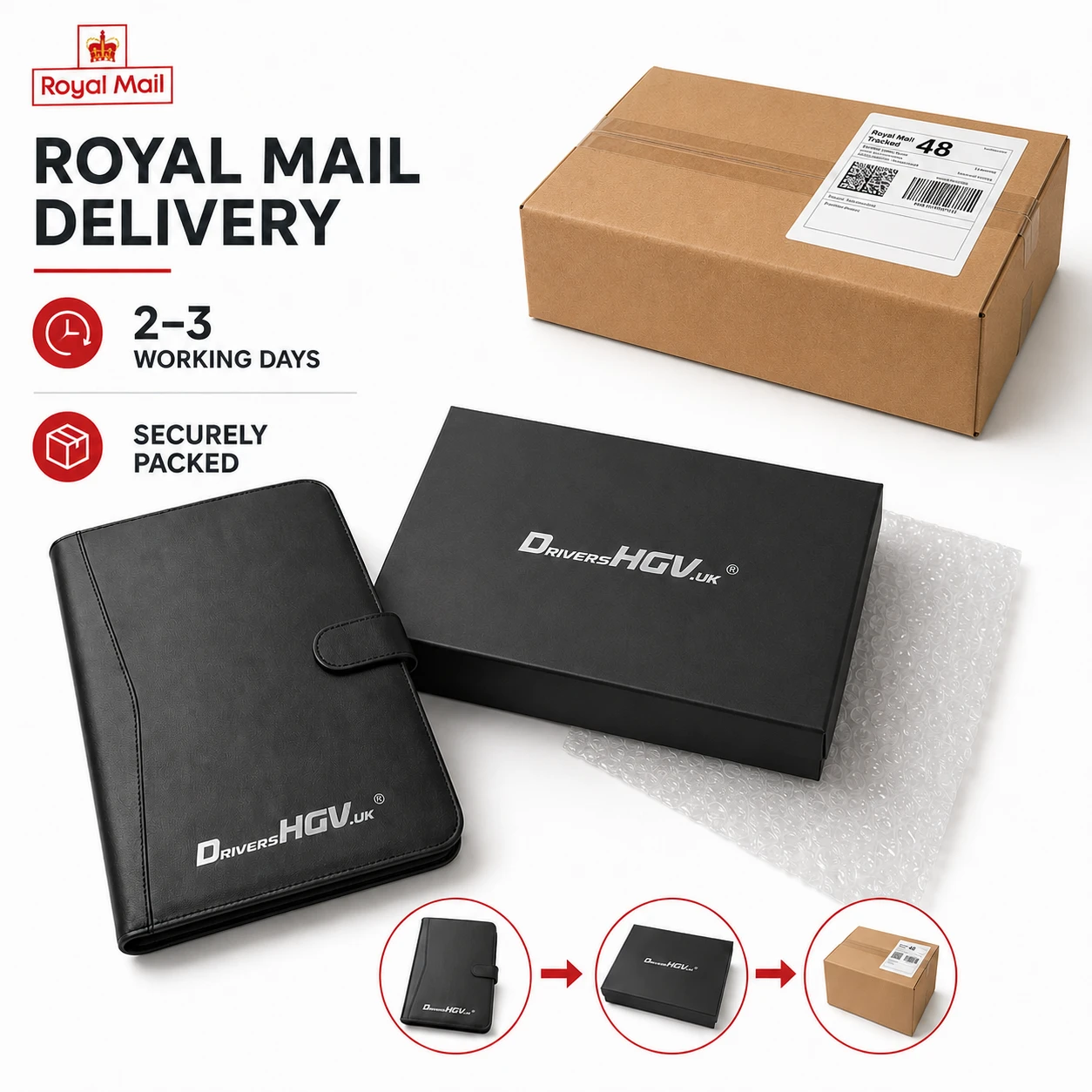 HGV Drivers Diary Folder Royal Mail delivery in secure protective packaging